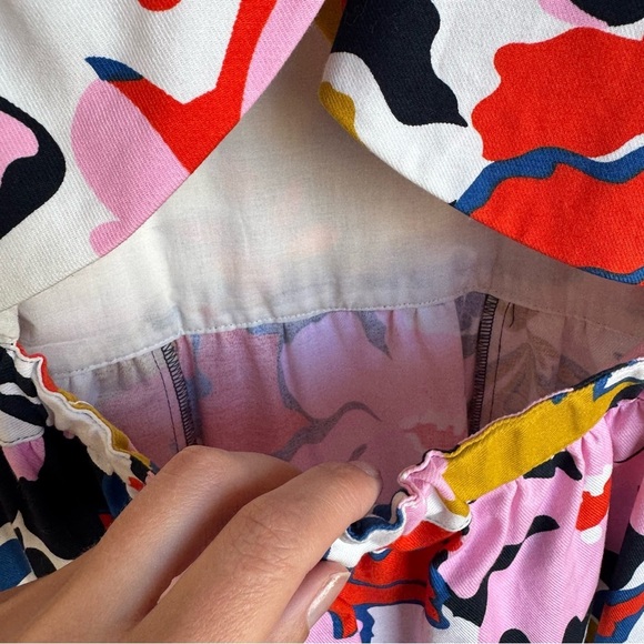 Whit Two Petal Print Cross Back Cotton Summer Dress Size 4 - Picture 8 of 9